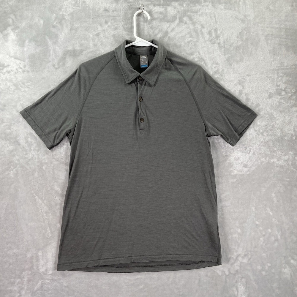 Icebreaker Shirt Mens Medium Polo Cool-Lite Merino Wool Pullover Short Sleeve